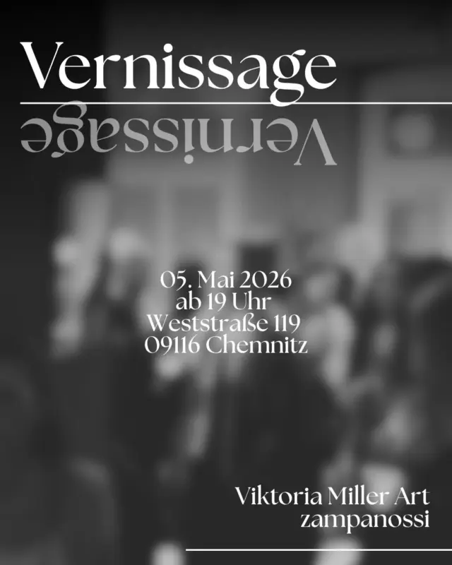✨ Einladung zur Vernissage ✨
Wir laden euch herzlich zur Eröffnung unserer neuen Ausstellung ein! Freut euch auf einen inspirierenden Abend voller Kunst, Begegnungen und spannender Einblicke in die Arbeiten zweier aufstrebender Talente.
🎨 Mit Werken von der Künstlerin @studio09126 und von dem Künstler @zampanossi , die mit ihren einzigartigen Perspektiven und kreativen Ausdrucksformen begeistern.
📅 Datum: 05.05.2026
📍 Ort: Weststraße 119, 09116 Chemnitz @mhs_friseur 
🕕 Beginn: ab 19:00 Uhr 
Kommt vorbei und entdeckt neue Lieblingswerke.
Wir freuen uns auf euch!🤗
#Vernissage #Kunst #Ausstellung #Chemnitz